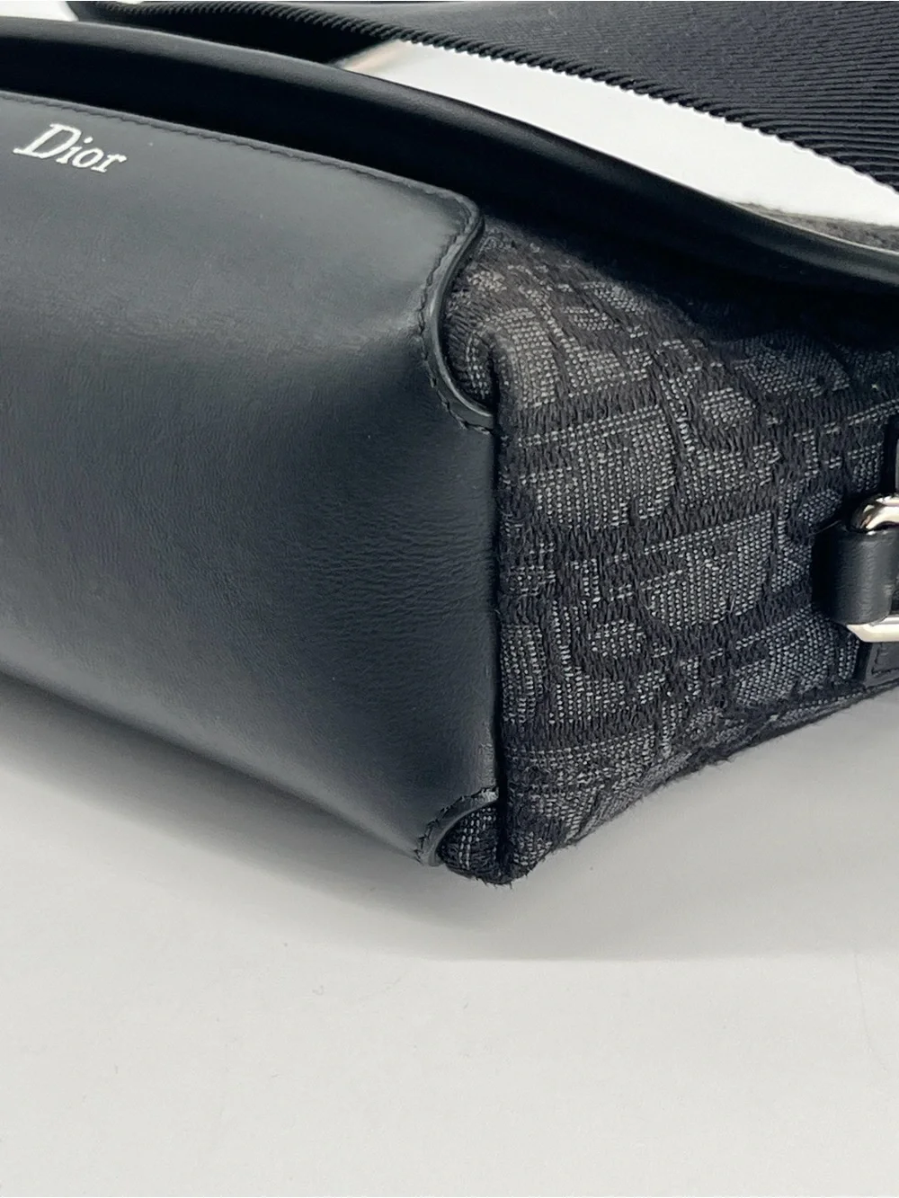 Christian Dior Mini Jett Messenger Bag With Flap Oblique Jacquard And Calfskin